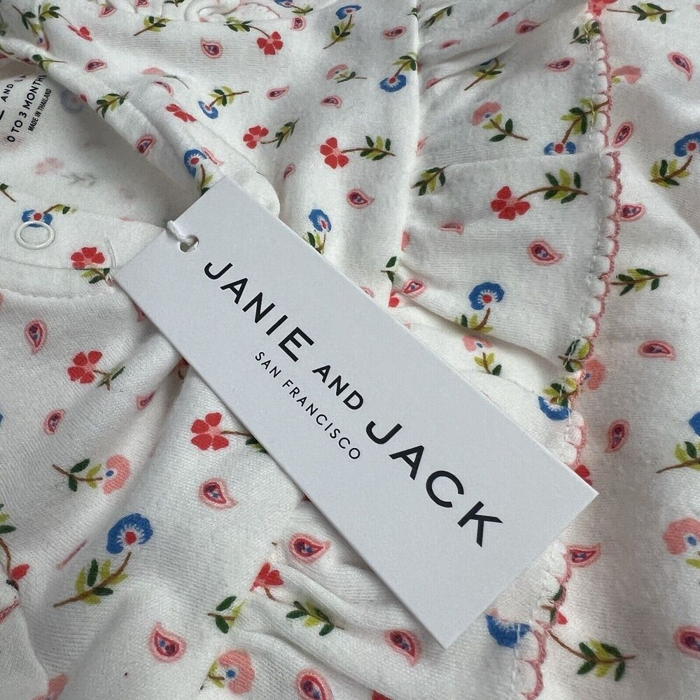 New Janie and Jack White Floral Print Ruffle One Piece - Picture 5 of 6